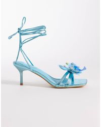 Kaiia - Exclusive 00S Strappy Lace Up Diamante Orchid Floral Heeled Sandals - Lyst