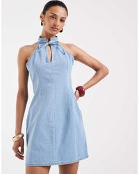 ASOS - Mandarin Collar Mini Dress With Key Hole Detail - Lyst