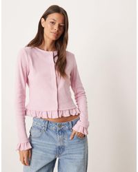 ASOS - Mini Rib Frill Hem Button Through Top - Lyst