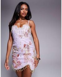 ASOS - Embellished Aquatic Mini Dress With Drop Beads - Lyst