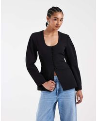 ASOS - Deep Scoop Neckline Cinch Blazer - Lyst