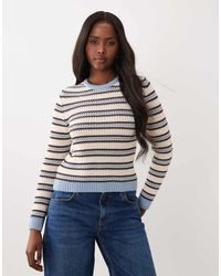 ASOS - Knitted Jumper Blue Stripe - Lyst