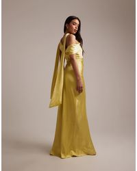 Six Stories - Bridesmaids Satin Drape One Shoulder Maxi Dress - Lyst