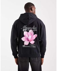 Only & Sons - Sudadera Negra De Corte Vintage Con Capucha Y Estampado Floral En La Espalda De -Azul Marino - Lyst