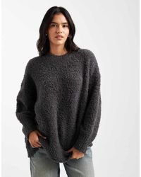ASOS - Oversized Boucle Jumper With Curved Hem - Lyst