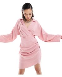 ASOS - – langärmliges minikleid aus leinenimitat - Lyst