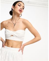 emory park - Broderie Cut-out Detail Crop Bandeau Co-ord - Lyst