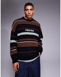 ASOS - Oversized Knitted Stripe Jumper With Chest Graphic - Lyst