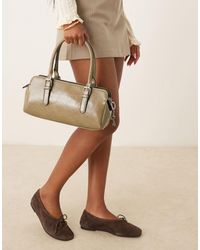 ASOS - Textured Bowler Bag With Key Bag Charm - Lyst