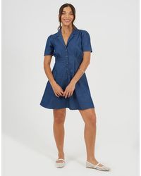 Brave Soul - Chambray Short Sleeve Collared Mini Dress - Lyst