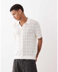 Jack & Jones - Camisa Blanca Abotonada Con Patrón Cuadrado De Punto De Premium-Blanco - Lyst