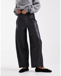 ASOS - Faux Leather Barrel Leg Trousers With Seam Detail - Lyst