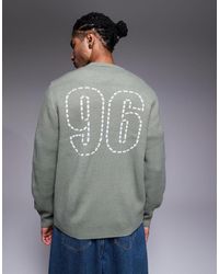 ASOS - Relaxed Knitted Crew Neck Jumper With 96 Graphic - Lyst