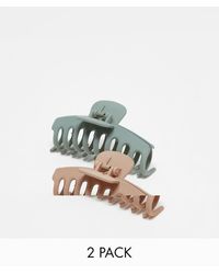 Pieces - Set Van 2 Halfgrote Buisvormige Haarklemmen - Lyst