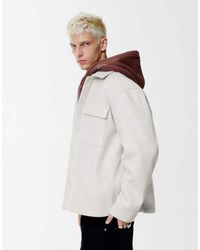Pull&Bear - Cloth Overshirt With Pockets - Lyst