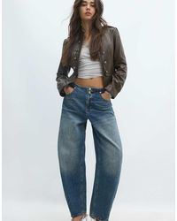 Stradivarius - Leather Effect Blazer With Engraved Buttons - Lyst