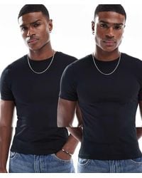 ASOS - Essentials 2 Pack Muscle Fit T-Shirts - Lyst
