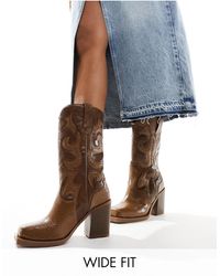 Public Desire - Texas Western Mid Ankle Boot With Snake Print - Lyst