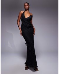 ASOS - Lace Detail Maxi Dress With Asymmetric Ruffles And Seaming - Lyst