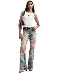 Desigual - Flared Jeans Met Print - Lyst