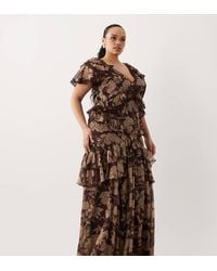 ASOS - Asos Design Curve Full Hem Ruffle Maxi Dress With Lace Trim Detail And Open Back - Lyst