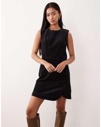 Nobody's Child - Birch Cord Sleeveless Asymmetric Button Detail Mini Dress - Lyst