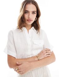 Mango - Short Sleeve Linen Shirt - Lyst