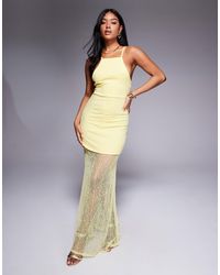 ASOS - High Neck Peplum Maxi Dress With Bodice And Sheer Skirt - Lyst
