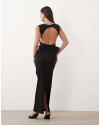 TFNC London - Bengaline Slash Neck Open Back Bow Detail Maxi Dress - Lyst