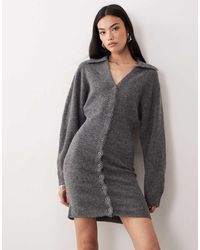 Gina Tricot - Long Sleeve Knitted Button Down Mini Dress - Lyst