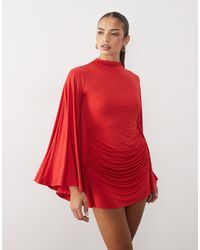 ASOS - Backless Slinky Batwing Mini Dress With Grown On Neck - Lyst