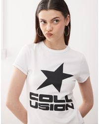 Collusion - Short Sleeve Shrunken T-shirt With Star Logo - Lyst