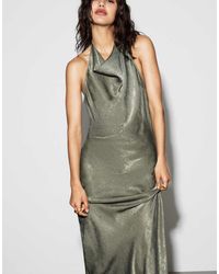 Pull&Bear - Midi Jurk Met Halternek - Lyst