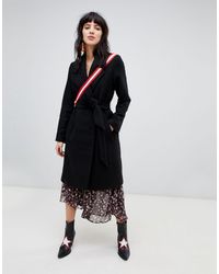 Stradivarius Cappotto di lana allacciato - Nero