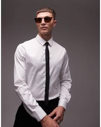 TOPMAN - Long Sleeve Formal Slim Sateen Shirt - Lyst
