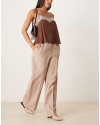 ASOS - Pantaloni Comodi Dritti Color Visone A Righe - Lyst