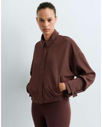 Oysho - Pinstripe Piqué Polo Neck Jacket With Cotton - Lyst