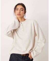ASOS - Sudadera Extragrande Con Cuello Panadero De Tejido Muy Suave De -Blanco - Lyst