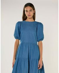 Glamorous - Tiered Maxi Dress With Puff Sleeves - Lyst