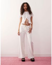 Lioness - Low Rise Wide Leg Tie Detail Jean Co-ord - Lyst