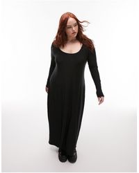 TOPSHOP - Curve - vestito midi modellante super morbido a maniche lunghe nero - Lyst