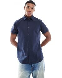 JJ Rebel - Short Sleeve Linen Blend Shirt - Lyst