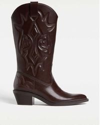 Stradivarius - Stivali Cowboy Con Tacco Marroni - Lyst