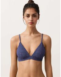 Oysho - Gingham Triangle Bikini Top - Lyst