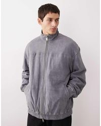 ASOS COLLECTIVE - Oversized Suede Track Jacket - Lyst