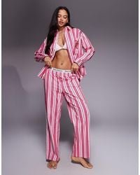 Juicy Couture - Gestreepte Pyjamaset Met Overhemd En Broek Met Logo - Lyst