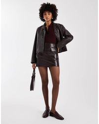 New Look - Cracked Faux Leather Mini Skirt - Lyst
