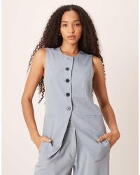Jdy - Longline Button Up Vest - Lyst