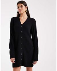 Vero Moda - Button Front Balloon Sleeve Knitted Mini Dress - Lyst