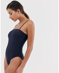 Y.A.S – Badeanzug mit eckigem Ausschnitt - Blau